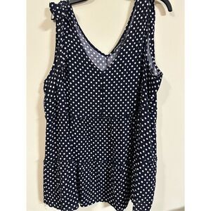 Unique Spectrum Polka Dot Sleeveless Top, 3X